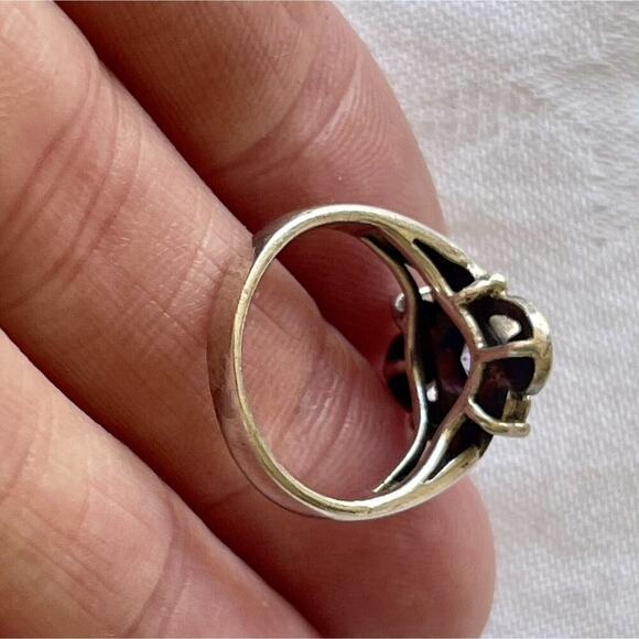 Vintage Amethyst 925 Sterling Silver Art Deco Style Marcasite Ring Size 5.75 - Picture 3 of 7